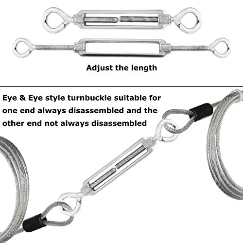 10 Pack M6 Eye and Eye Turnbuckle for Cable Wire Rope Tension Heavy Duty Stainless Steel Turnbuckle for Sun Shade, Hanging Outdoor Lights Strings