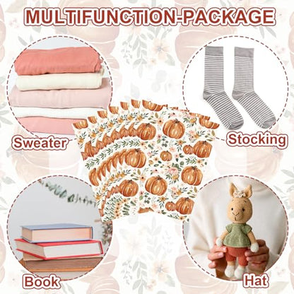 JarThenaAMCS 100Pcs Fall Poly Mailers 10 x 13 Inch Watercolor Floral Pumpkin Packaging Bags Autumn Self Seal Mailing Envelope Bags for Thanksgiving Harvest Small Business Clothing
