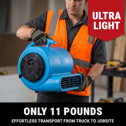 1/4hp 900CFM Air Mover Carpet Dryer Floor Fan Cooling Fan - Industrial Heavy Duty Abanico de Piso Blower Fan with High Power for Commercial Industrial and Pro Janitorial Use [WWD28]