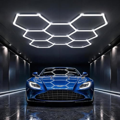 HYPERLITE Gen II Hexagon Garage Lights: 245W 24500LM 8 Grids Hexagon Led Light, 6500K Ultra Bright Honeycomb Hex Lights, Durable Design for Garage, Shop, Basement, Barber, Homegym - size: 8 HEX