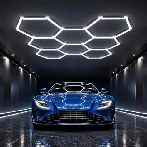 HYPERLITE Gen II Hexagon Garage Lights: 245W 24500LM 8 Grids Hexagon Led Light, 6500K Ultra Bright Honeycomb Hex Lights, Durable Design for Garage, Shop, Basement, Barber, Homegym - size: 8 HEX