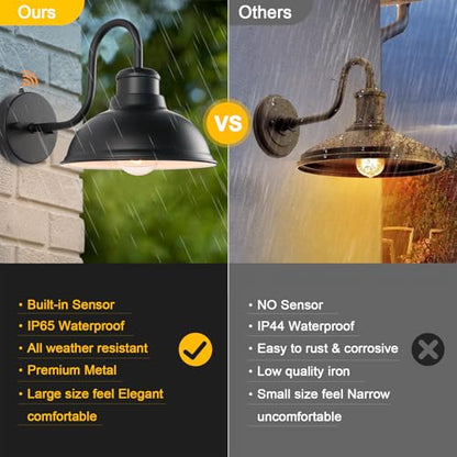 Dusk to Dawn Barn Lights Outdoor Wall Light 8" Exterior Lighting Fixtures - size: 8*7.76*12.75 inches