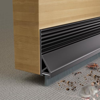 Esufeir 39”X2 Under Door Draft Stopper with Brush,Black - color: Black, size: 39" X 2Pack