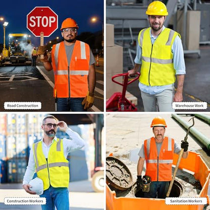 AYKRM 2 Pocket Mesh High Visibility Reflective Safety Vest for men & Women ANSI/ISEA 107 Standards - color: Yellow, size: X-Small