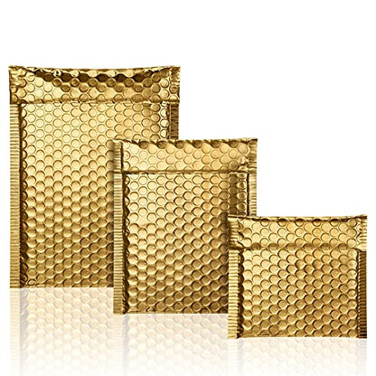 Outus 50 Pcs Bubble Mailers 3 Sizes, Bubble Shipping Envelopes, Gold - color: Gold