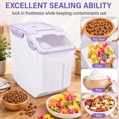 Sunnyray 4 Pcs 55 Lbs Rice Flour Storage Bins with Wheels, Purple - color: Purple, size: 55 lbs