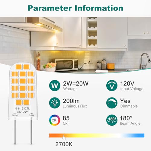 DiCUNO G8 LED Bulb Dimmable, 20W Equivalent, Warm White 2700K, 10-Pack - color: Warm White 2700k