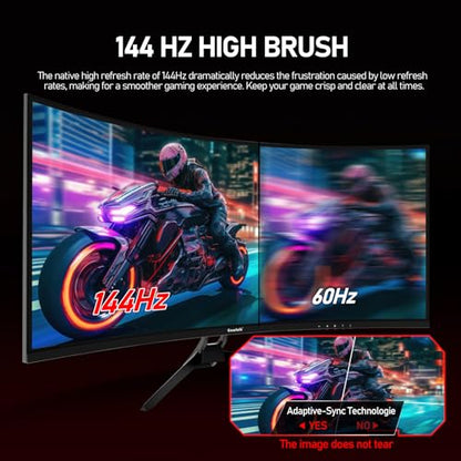Gawfolk 34 Inch Ultrawide Curved 144Hz Gaming Monitor,UWQHD PC Screen