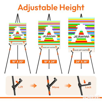 JEAWIWI 8 Pcs Lightweight Easel Stand, 66 Inch, Black, with Carry Bags - color: Black, size: 8 PCS