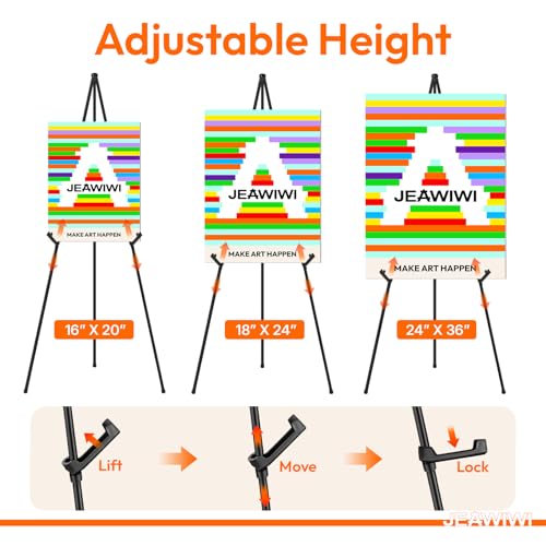 JEAWIWI 6 Pcs Lifhtweight Easel Stand, 66 Inch, Black, with Portable Bags - color: Black, size: 6 PCS