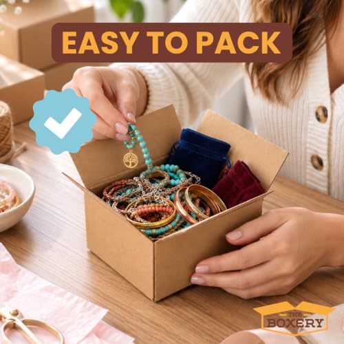The Boxery 6"x4"x4" Corrugated Cardboard Boxes 50-Pack - size: 6 x 4 x 4"