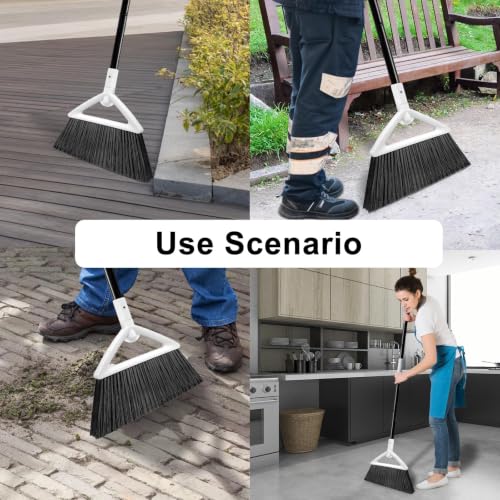 Heavy Duty White Angle Broom with Long Handle - 4 Pack - color: 4pack White
