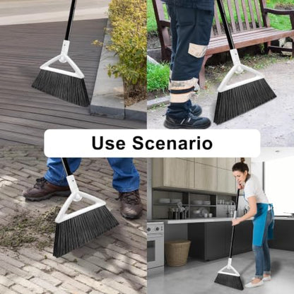 Heavy Duty White Angle Broom with Long Handle - 4 Pack - color: 4pack White