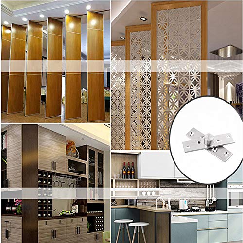360 Degree Door Pivot Hinge, Tiberham 2Pcs Stainless Steel Rotation Hidden Door Centre Shaft Pivot Hinges, Heavy Duty Concealed Rotating Door Hinge with Fixing Screws (3 x 0.7 Inches)