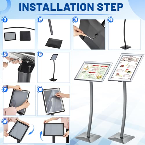 Yaocom 11 x 17 Inches Aluminum Floor Sign Stand Poster Holder, Silver - color: Silver, size: 11 x 17 Inches