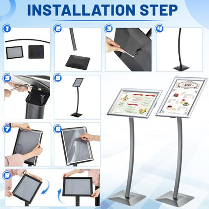 Yaocom 11 x 17 Inches Aluminum Floor Sign Stand Poster Holder, Silver - color: Silver, size: 11 x 17 Inches