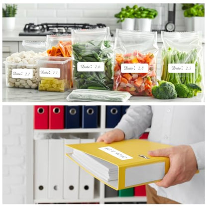 Two Sizes Mixed Pack, Removable Quick-Drying Stickers, Waterproof, Oil-Proof, Tear-Resistant Multi-Purpose Labels (1''*2'' & 1''*3'', White) - color: White, size: Mixed Packaging