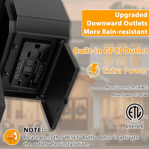 Porch Light with GFCI Outlet, 2 Pack Motion Sensor Outdoor Lights - color: Black, size: 2-Pack-Motion Sensor