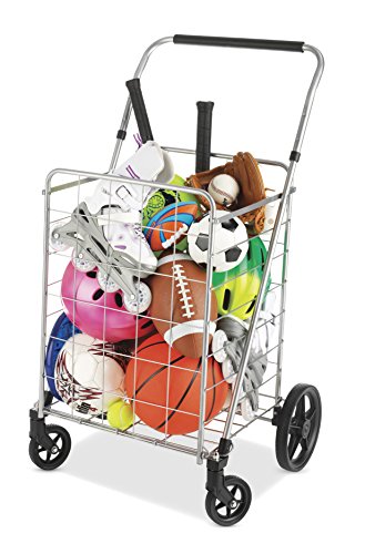 Whitmor Utility Cart with Adjustable Height Handle-Silver/Black - size: 24"L x 18"W x 42.62"H