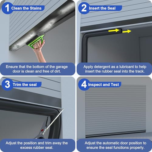 Premium Garage Door Bottom Seal - 10ft Weatherproof EPDM Rubber, Easy Install, Blocks Drafts/Rain/Rodents, Noise-Reducing & Energy Saving - color: with Track, size: 10 Feet