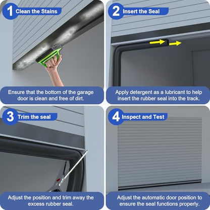 Premium Garage Door Bottom Seal - 10ft Weatherproof EPDM Rubber, Easy Install, Blocks Drafts/Rain/Rodents, Noise-Reducing & Energy Saving - color: with Track, size: 10 Feet