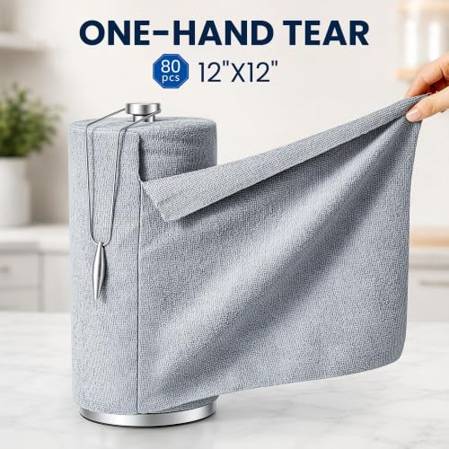 Veco Microfiber Cleaning Cloth Roll 80 PCS Gray, 12" x 12" - color: Gray