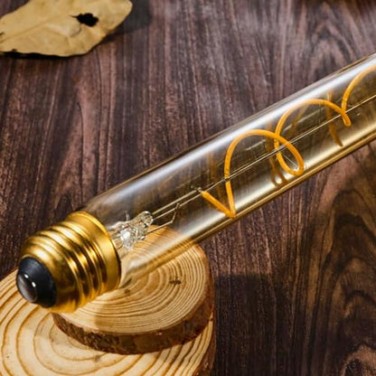 Leools Vintage LED Spiral Filament Bulb T10,11.8inch Long Tubular Dimmable Edison Light Bulbs,E26 Medium Base,Amber Glass,Warm White,2200K,400LM(40W Equivalent),T30 Led Tube Bulb,Pack of 4. - style: 11.8in(300mm)