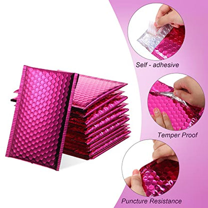 Outus 50 Pcs Bubble Mailers 3 Sizes, Bubble Shipping Envelopes, Rose Red - color: Rose Red