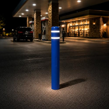 Blue Safety Bollard Cover 6" x 52", Heavy Duty Bollard Post Sleeve with Reflective Tape, Weatherproof Bollard Guard for Parking Lot, Warehouse, Traffic Barrier - color: Blue, size: 52" H