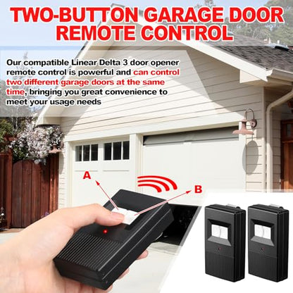 Kingdder 2 Pcs 8 Dip Switch Garage Door Remote Two Button Garage Remote Compatible with Linear Delta 3 (DT DTA DTD DTC DNT00002A) Opener 310mhz, Control 2 Different Doors Simultaneously