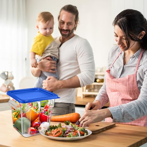 Suclain 8 Pack 4 QT and 6 QT Food Storage Containers with Lids Scales Handles Square Clear Restaurant Food Storage Containers Polycarbonate Commercial Grade for Kitchen Marinating Meat Dough(Blue) - color: Blue