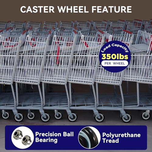 5" Shopping Cart Wheel Replacement Kit, Polyurethane Casters Set of 4, 3/8" Axle Diameter Wheels for Supermarket Grocery Retail Stores - style: Black(3/8" Bore)