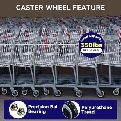 5" Shopping Cart Wheel Replacement Kit, Polyurethane Casters Set of 4, 3/8" Axle Diameter Wheels for Supermarket Grocery Retail Stores - style: Black(3/8" Bore)