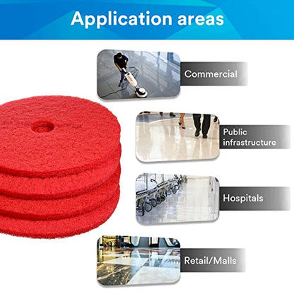 3M Red Buffer Pad 5100, 17 in, 5/Case