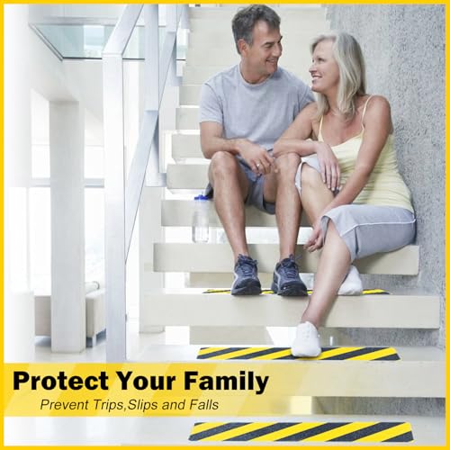 S&X Outdoor Stair Treads Non-Slip 6x24in, 5-Pack, Black/Yellow Caution - color: Black/Yellow, size: 6" x 24"