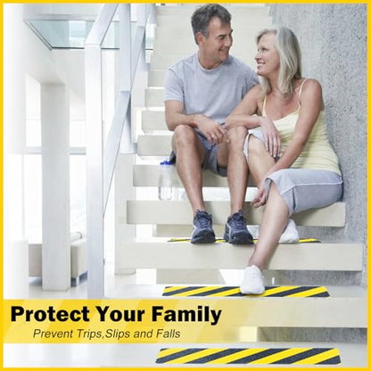S&X Outdoor Stair Treads Non-Slip 6x24in, 5-Pack, Black/Yellow Caution - color: Black/Yellow, size: 6" x 24"