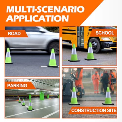 8-Pack 18" Green Cones - Reflective for Road/Construction - color: Green, size: 18inch