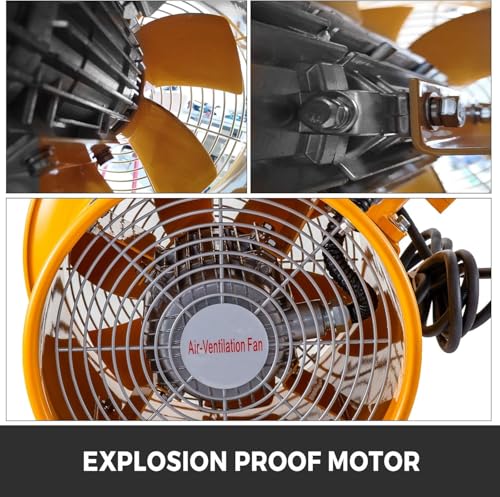 VEVOR Explosion Proof Fan 10 Inch, 350W, Industrial Portable Ventilator Blower/Exhaust with 9.8ft Light Cord -No Plug - size: 10 Inch