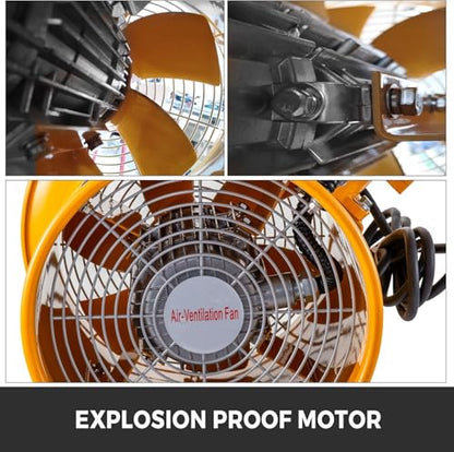 VEVOR Explosion Proof Fan 10 Inch, 350W, Industrial Portable Ventilator Blower/Exhaust with 9.8ft Light Cord -No Plug - size: 10 Inch