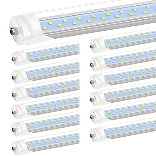 JESLED T8 T10 T12 8FT LED Bulbs, 50W (130W Equiv.), 6000LM 5000K Daylight - color: Clear, size: 12 Count (Pack of 1)