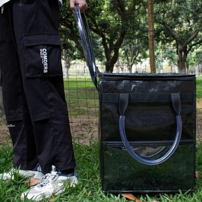 Medium Black Reusable Grocery Bag on Wheels, Folding Rolling Tote - color: Black, size: Medium