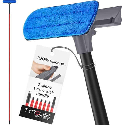 Tyroler Window Squeegee with Extension Pole 12"-110" | 100% Silicone Head - size: 12''-110''