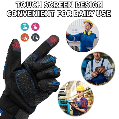 Work Gloves,Safety Mechanic Glove,Impact Protection,Large,Blue+Black - color: Blue+black, size: Large