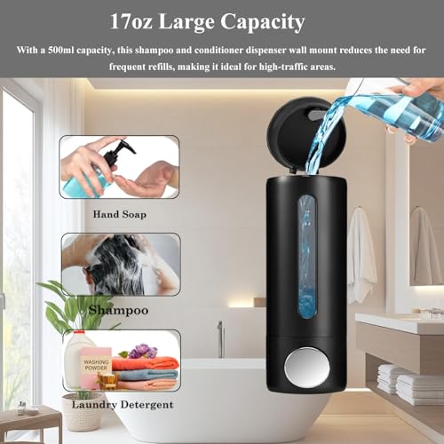 Manual Wall Mounted Soap Dispenser, 16.9oz Black Plastic Lotion Container - color: A-black