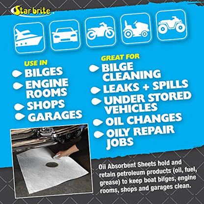 STAR BRITE Bilge Oil Pads - Absorbs Oil, Repels Water - color: 5 Pack