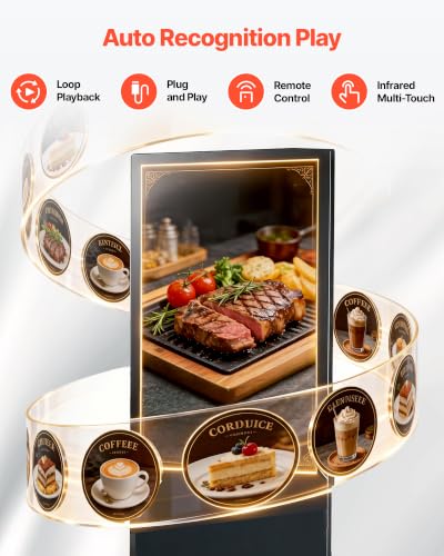 VEVOR 65 in Indoor Digital Signage 4K Floor Stand Advertising Display Kiosk, WiFi HDMI/USB Input Android OS, 178° Wide View, LCD Touchscreen Interactive Monitor, Mobile Commercial Totem Poster - size: 65"-Touchscreen