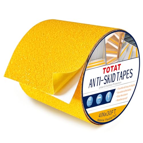Anti Slip Tape 4" x30FT Yellow Non-Slip Safety Traction Tape for Stairs, Steps, Ramps, Indoor Outdoor Grip Adhesive - color: Yellow, size: 4 Inch
