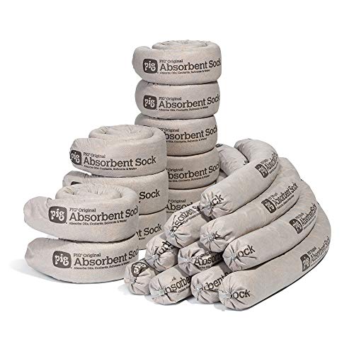 PIG Original Absorbent Sock - 20 Socks - ext. Dia. 3" x 42" L - Absorbs up to 64 oz per Sock - 204 - size: ext. dia. 3" x 42" L