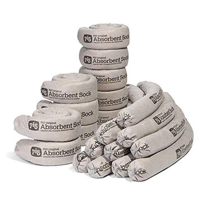 PIG Original Absorbent Sock - 20 Socks - ext. Dia. 3" x 42" L - Absorbs up to 64 oz per Sock - 204 - size: ext. dia. 3" x 42" L