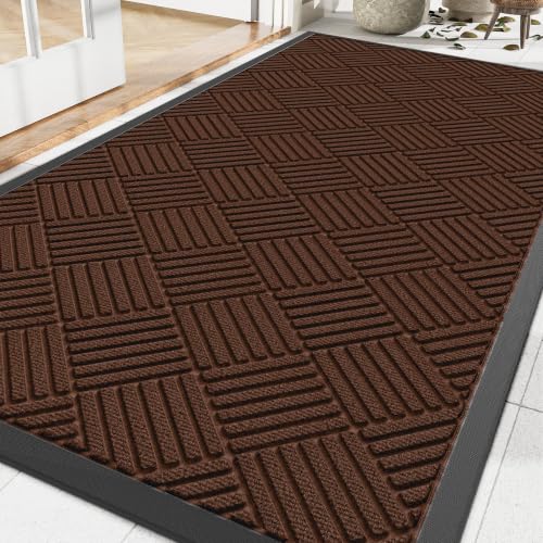 Amyracel Front Door Mat 3'x4', Heavy Duty Waterproof Commercial Floor Mat - color: Brown Diamond, size: 3' x 4'(Rectangular)